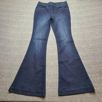 #ad Express Bell Flare Jeans Womens 6 Dark Wash Excellent High Rise Button Fly $19.60
