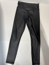 Zyia Active Black Ankle Leggings Women's Size 4 shine Polyester Spandex Stretch