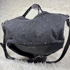 Marc Jacobs Denim Leather Shoulder Bag Black Women Used Authentic