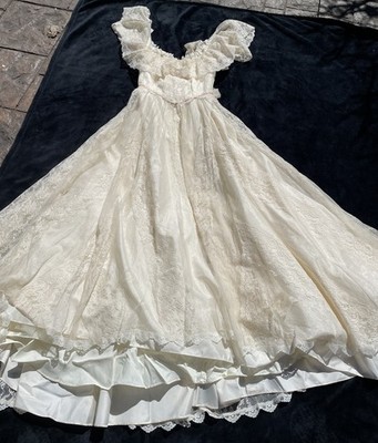 VTG 70s Susan Lanes Country Elegance Cream Lace Wedding Dress 10 * Read For  Meas | eBay