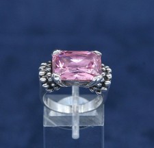 Size 7, vtg Sterling silver statement cocktail ring, 925 w/ pink crystal