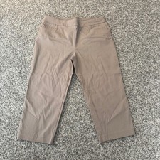 Chicos Tan Khaki Pull On Capri Pants Womens Size 2 Cropped Stretch Trousers