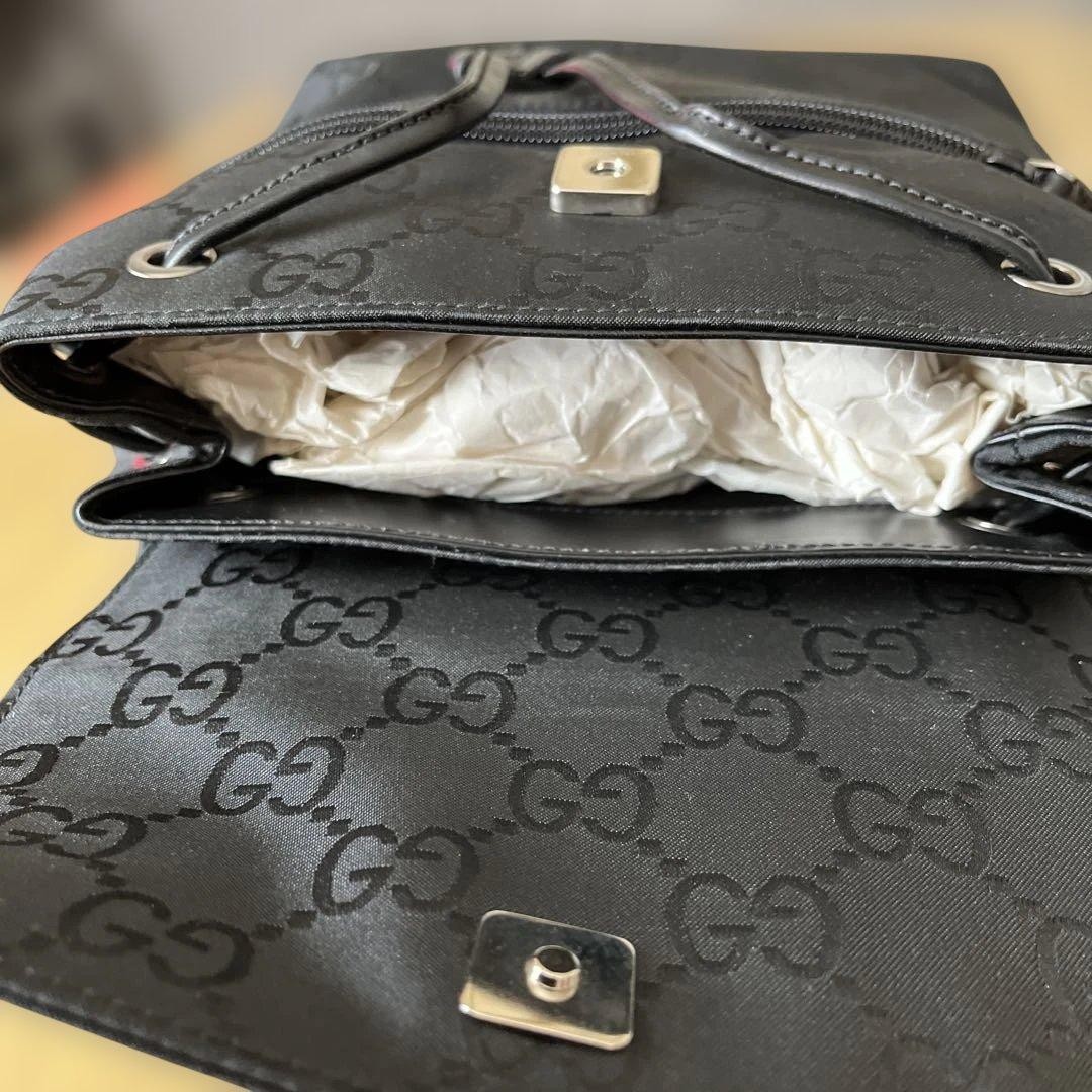 Gucci Black GG Pattern Backpack External Zipper P… - image 13