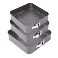 CAKE TIN 3 SIZE SQUARE NON STICK SPRING FORM BAKING BAKE TRAY BAKEWARE PN