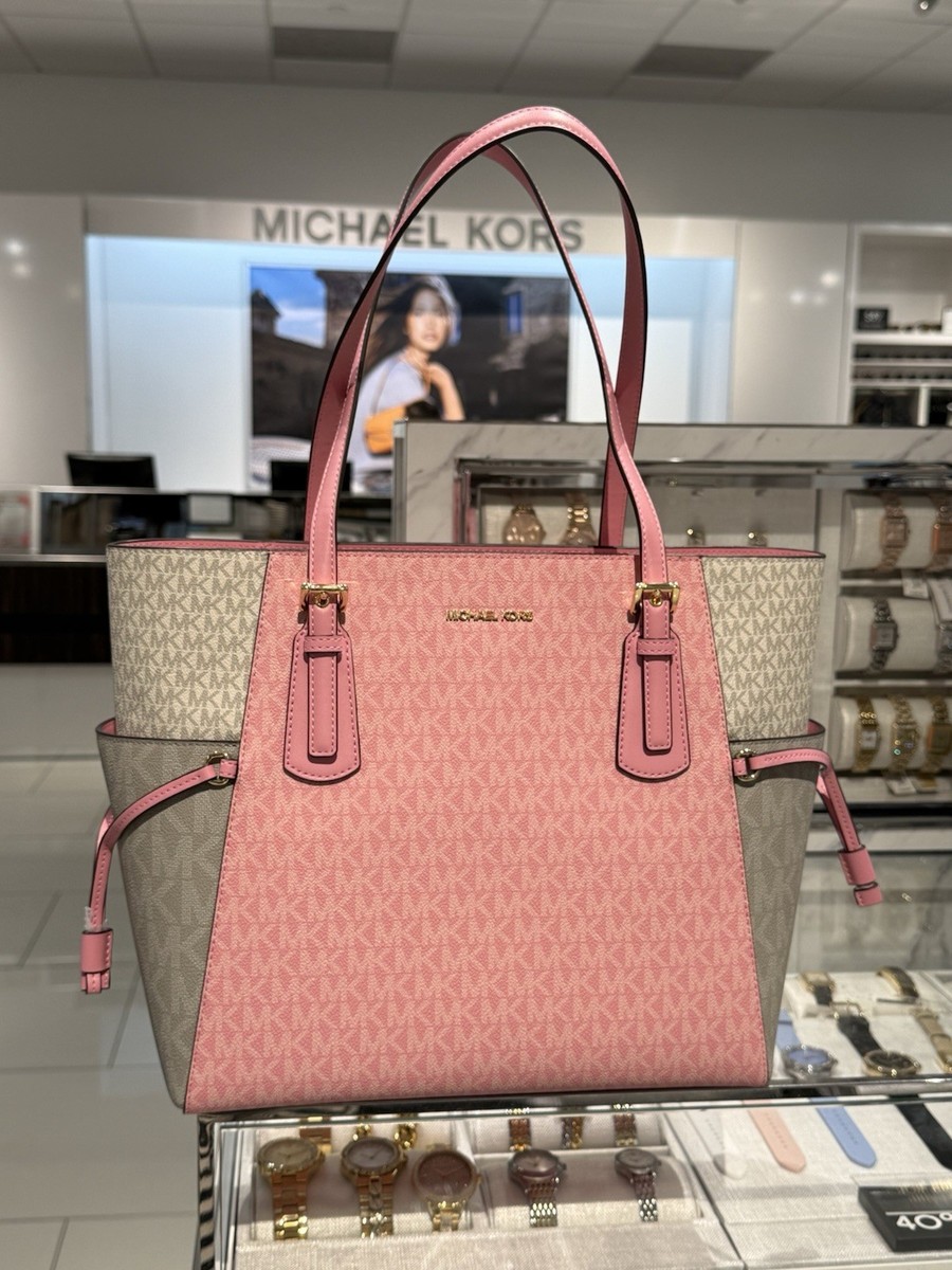 NWT MICHAEL KORS Voyager Large Color-Block Signature Logo Tote Bag