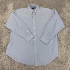 Ralph Lauren Yarmouth Shirt Mens 16.5 34/35 Blue Gingham Button Down Pink Pony
