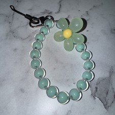 Flower Bead Keychain Mobile Phone Lanyard Wrist Strap Floral Keyrings Phone Keys