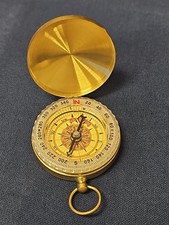 COMPASS BRASS LIDDED HIKING GEAR SPORTS HIGH QUALITY 2" DIA
