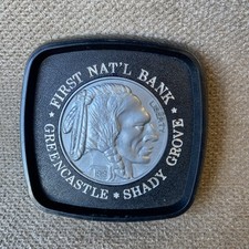 First National Bank Greencastle Shady Grove 1918 INDIAN HEAD NICKEL COASTER~4x4"