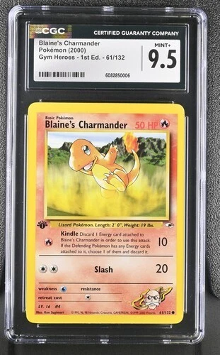 Pokemon 2000 Blaine's Charmander Gym Heroes - 1st Ed. 61/132 CGC 9.5