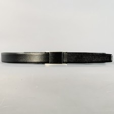 SAINT LAURENT Size 36 Black Silver Leather Box Frame Buckle Belt