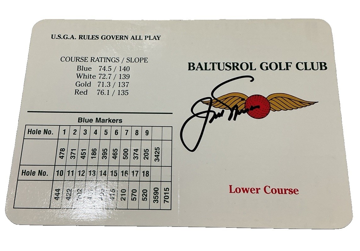 Jack Nicklaus Signed Baltusrol Golf Club Lower Course Scorecard US Open PGA COA