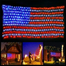 LED American Flag Lights,6.5ft*3.2ft Waterproof Led Flag Net Light Outdoor fo...