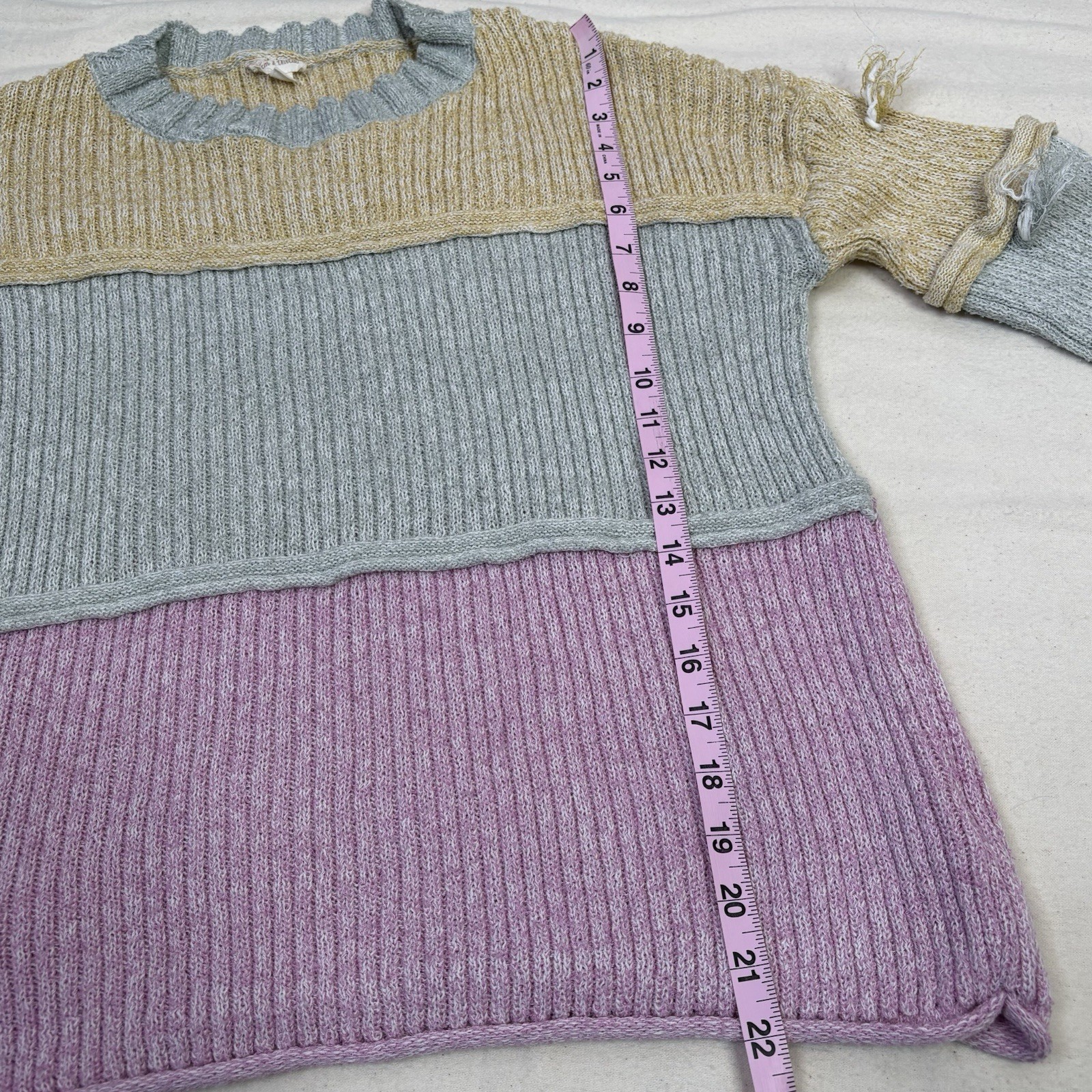 Hem & Thread Sweater Patchwork Colorblock Crew Ne… - image 8