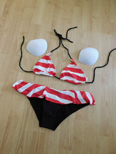 Large Red, White, Black Bikini - Two Piece Swimsuit - New No Tags - Juniors 
