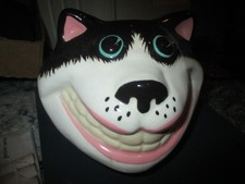 Cat Face Tooth Brush Holder Ceramic Black And White Bathroom