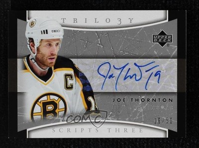 2005 Upper Deck Trilogy Scripts Three 19/50 Joe Thornton #SSS-JT Auto HOF 07po