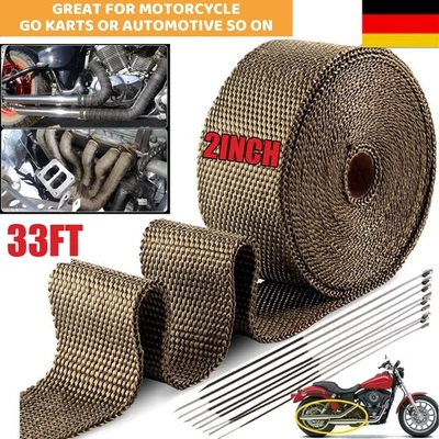 SALANGAE 33FT Titan Hitzeschutzband Auspuff Band bis 1400°Hitzeschutz Heat Wrap Krümmer