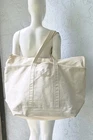 Vintage LL Bean Boat & Tote Zip Top Bag Natural/Cream STIFF Canvas XXL Maine USA