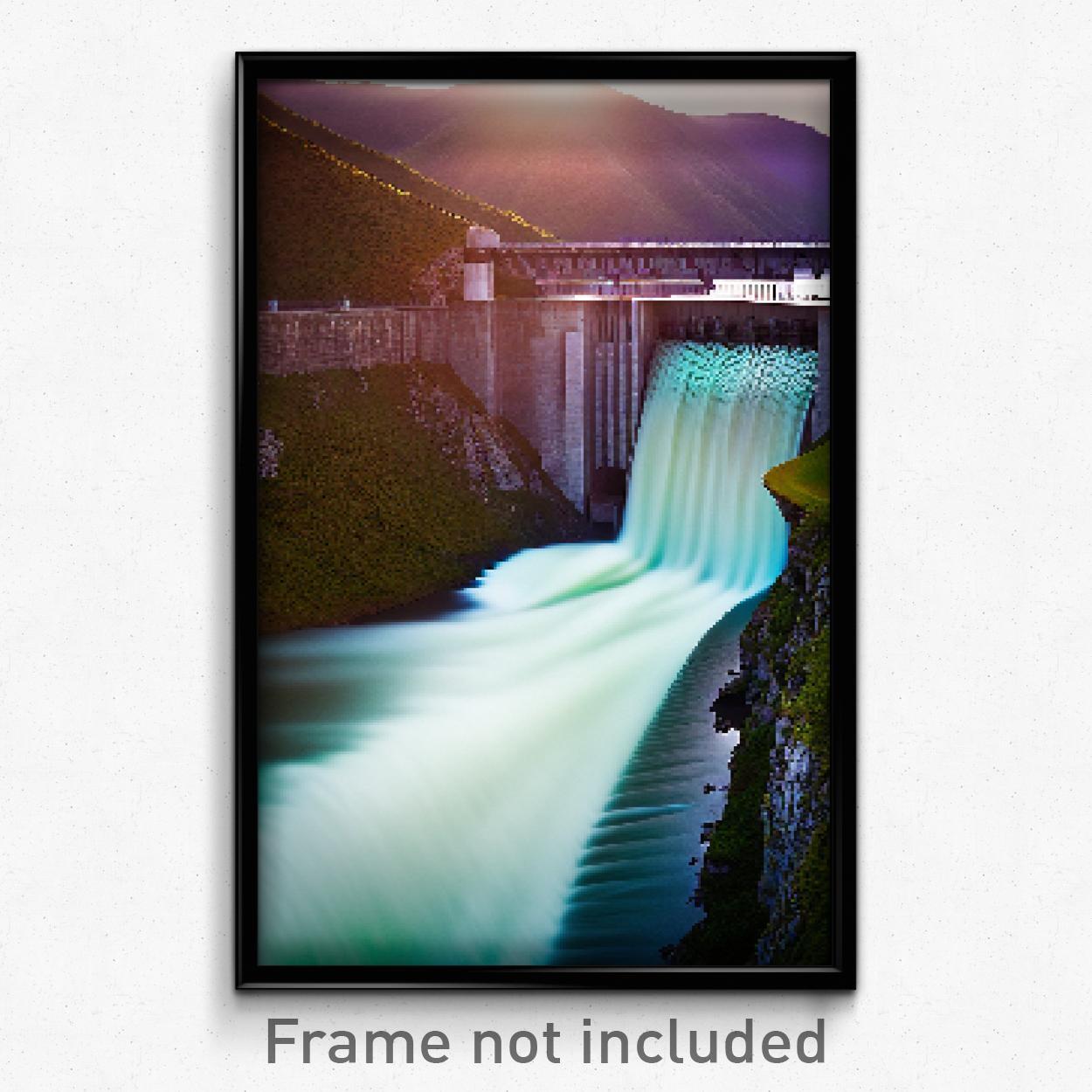 8 Bit Pixel Art Poster of Superb Dam - Psychedelic Trippy Video Game Print
