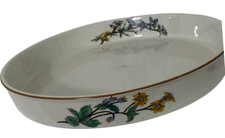 Woodhill Bakeware Round Casserole Tart Quiche Dish White w/ Floral Pattern 9.5”