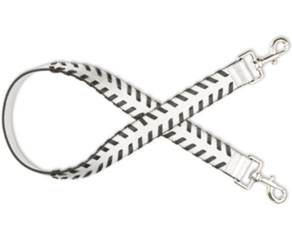 INC Womens Faux Leather Whipstitch Shoulder Strap Silver Black Silver - Image 2 of 3