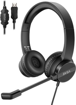 EKSA H12E Headset with Microphone for PC Laptop USB Wired Computer Headset wi...