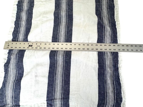 2X POTTERY BARN Pillow Shams EURO 26" Blue White Stripe Nautical Linen Cotton - Picture 5 of 8