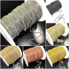 Small Cable Chain Antique Silver,Light Gold,Gunmetal Men Chain Bracelet Necklace