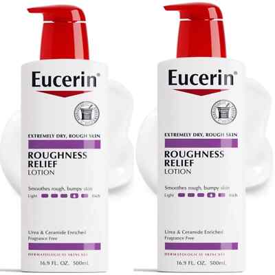 LOT of 2 - EUCERIN 'ROUGHNESS RELIEF' UREA & CERAMIDE LOTION - 16.9 fl.oz/500 ml