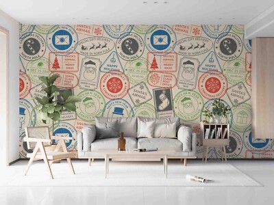 3D Hand Draw Postmark Wallpaper Wall Mural Removable Self-adhesive 105