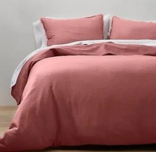 Casaluna Heavyweight Linen Blend Duvet  Sham Set  Rose  Full/Queen