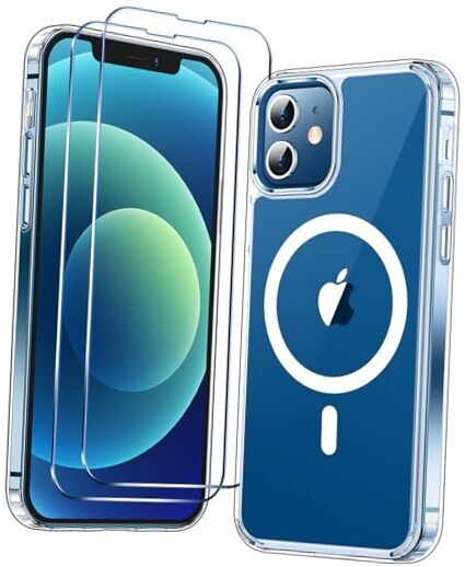for iPhone 12 Case for iPhone 12 Pro Case,[Compatible with Magsafe][2 Clear