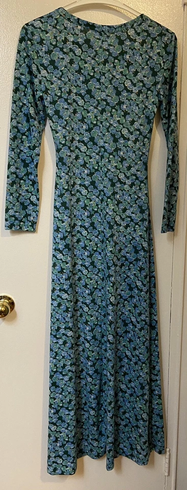 Maxi Vestido Floral Vintage Años 70 Diane Von Furstenberg Manga Larga Talla Pequeña Foto 2 de 4