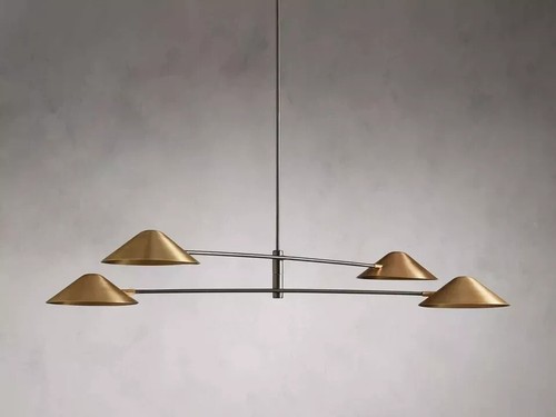 Mid Century Antique 4 Light Mid Century Modern Raw Brass Pendant Light For Home - Picture 2 of 3