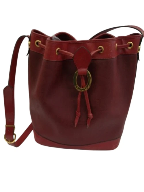 Christian Dior Sac à Cordon Sac à Bandoulière Bordeaux Beige Doré Authentique