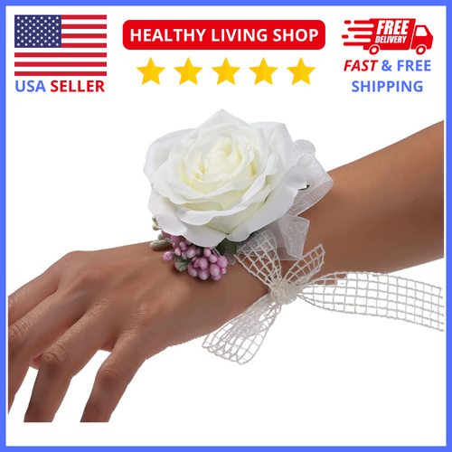 Ivory Rose Corsage & Wristlet Set – Elegant Bridal, Prom & Wedding Accessory