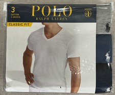 Polo Ralph Lauren Classic Fit 3 Pack Wicking Cotton V Neck T Shirts Sz M