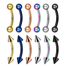 6PCS Surgical Steel Curved Barbell Eyebrow Rings Daith Rook Earring Piercing 16G