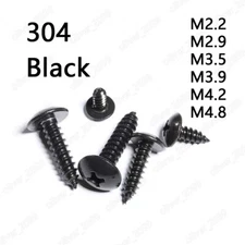 Black 304 Stainless Steel Phillips Cross Truss Head Self Tapping Screw M2.2-M4.8