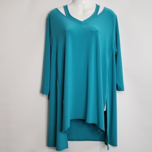Sympli türkis grün Damen Tunika ausgeschnittener Ausschnitt 3/4 Ärmel Strick Jersey Gr. 16 - Bild 3 von 12