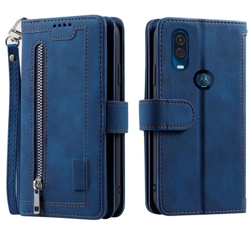 For Motorola One Vision Wallet Case,Leather Zipper Magnetic Flip Card Case - Picture 17 of 26