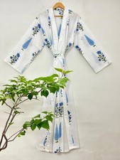 Block Printed Indian Women s Cotton Robe Kaftan Hand Block Nightwear Maxi Gown