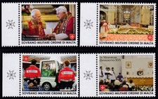 SMOM 2023 IN MEMORIAM PAPA EMERITO BENEDETTO XVI 4 FRANCOBOLLI SERIE COMPLETA