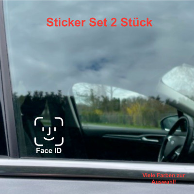 2 x Face ID Fun Aufkleber Vinyl Autoaufkleber Set
