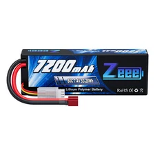 Zeee 2S Lipo Battery 7.4V 80C 7200mAh T Plug Hardcase for RC Car Truck Buggy