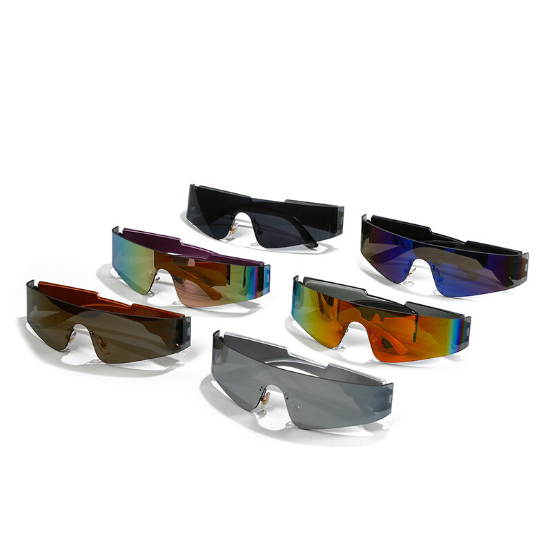 Rimless Futuristic Wrap Around Sunglasses Women Men  display picture 3