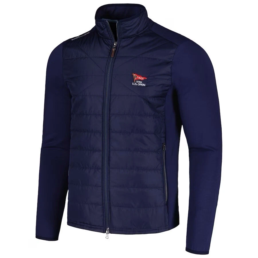 2023 年美国公开 LACC RALPH LAUREN RLX 海军蓝羊毛全拉链夹克大号全新 — 第 2/4 张图片