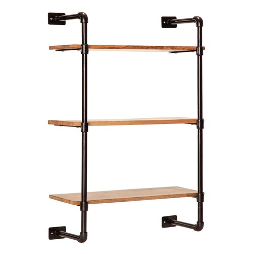 Madeleine Home Weston 24 in. x 8 in. x 33.5 in. Black Iron Floating Wall Shelf - 第 1/10 張圖片