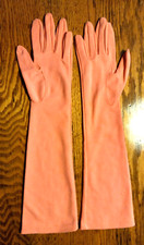 Crescendoe Caresse Salmon Colored Gloves 16" Size 7
